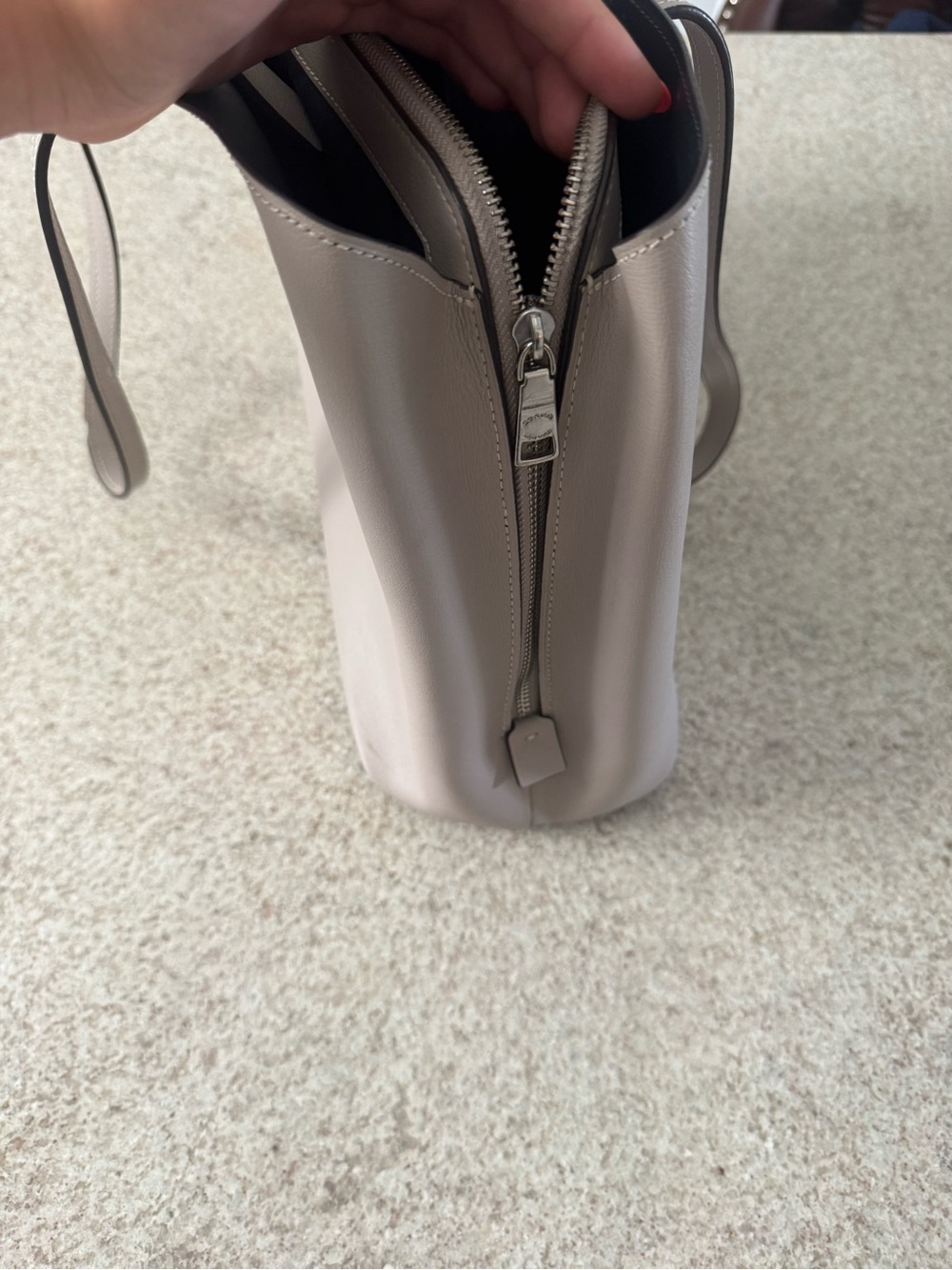 Coach Taupe Leather Double-Handle Tote - Picture 7 of 8